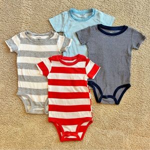 Baby Striped Short Sleeve Onesie Lot, 18 months